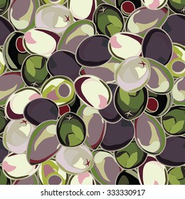 Seamless background with colorful olives 