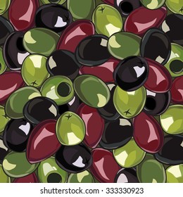 Seamless background with colorful olives 