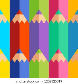 Seamless background with colorful pencils. Vector illustration. Can be used for wallpaper, textile, invitation card, wrapping, web page background.
