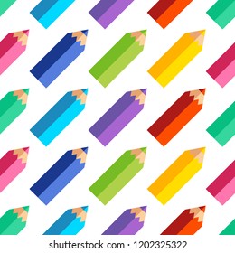 Seamless background with colorful pencils. Vector illustration. Can be used for wallpaper, textile, invitation card, wrapping, web page background.