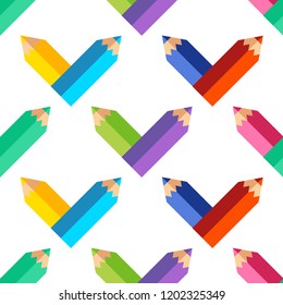 Seamless background with colorful pencils. Vector illustration. Can be used for wallpaper, textile, invitation card, wrapping, web page background.