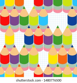 Seamless background with colorful pencils. Vector illustration. Can be used for wallpaper, textile, invitation card, wrapping, web page background.