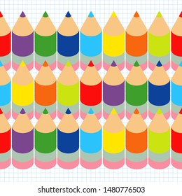 Seamless background with colorful pencils. Vector illustration. Can be used for wallpaper, textile, invitation card, wrapping, web page background.