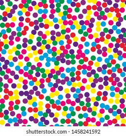 Seamless background  with colorful polka dots and circles. Cute baby pattern for print on fabreic, textile, gift wrapping Vector illustration