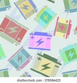Seamless background with colorful random accumulator battery
