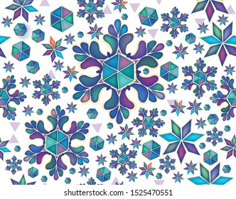 Seamless background with colorful snowflakes. Vector illustration