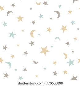 seamless background with colorful stars and moon