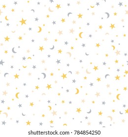 seamless background with colorful stars and moon