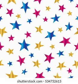 Seamless background with colorful stars. Shiny background. Vector illustration.