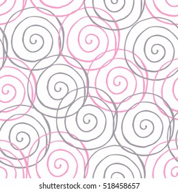 Seamless background with colorful swirls on white background. Vector illustration