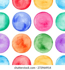 seamless background with colorful watercolor round spots