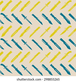Seamless background with combat knives for your design
