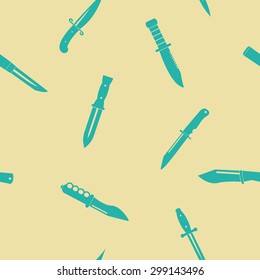 Seamless background with combat knives for your design