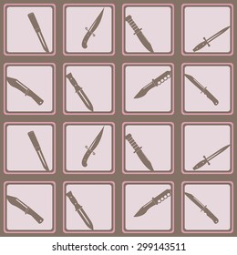 Seamless background with combat knives for your design