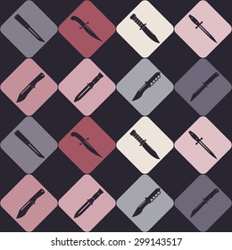 Seamless background with combat knives for your design