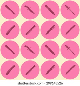 Seamless background with combat knives for your design