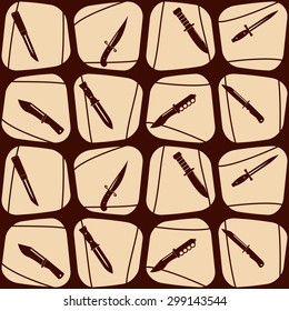 Seamless background with combat knives  for your design
