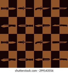 Seamless background with combat knives for your design