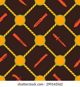 Seamless background with combat knives for your design