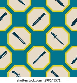 Seamless background with combat knives for your design