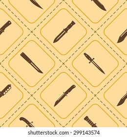 Seamless background with combat knives for your design