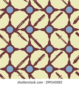 Seamless background with combat knives for your design