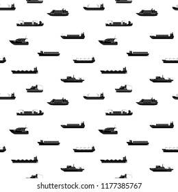 Seamless background of commercial cargo and passengers ships. Sea transportation vehicle. Transport boat. International water trade concept. Vector illustration.