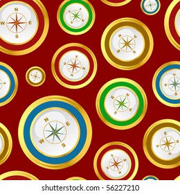 Seamless background with compass sign