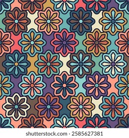 Seamless background. The composition of colorful elements creates a seamless pattern. National ornament. Idea for textiles, textures, prints, wallpapers, clothes and interior, Idea for creative design