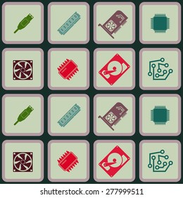 Seamless background with computer hardware and components for your design