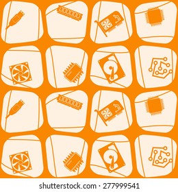 Seamless background with computer hardware and components for your design