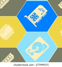 Seamless background with computer hardware and components for your design