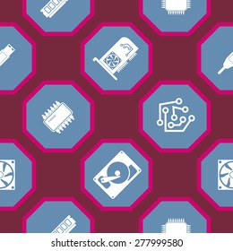 Seamless background with computer hardware and components for your design