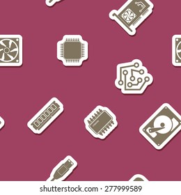 Seamless background with computer hardware and components for your design