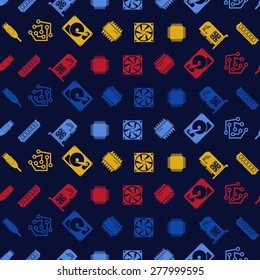 Seamless background with computer hardware and components for your design