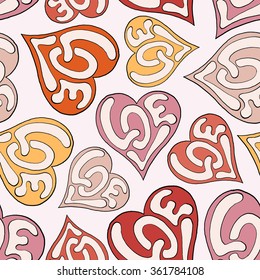 Seamless background consisting of hearts for Valentines day, vector illustration
