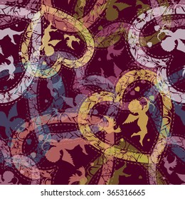 Seamless background consisting of hearts for Valentines day, vector illustration