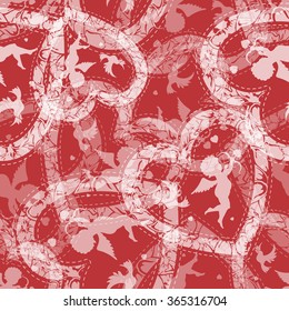 Seamless background consisting of hearts for Valentines day, vector illustration