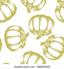 Seamless background consisting of silhouettes of pumpkins