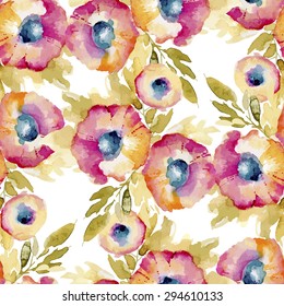 seamless background consisting of yellow flowers, watercolor