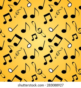 Seamless background - consists of musical notes on yellow background