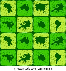 seamless background with continents and parts of the world