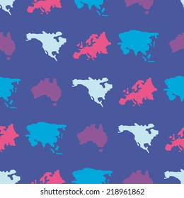 seamless background with continents and parts of the world