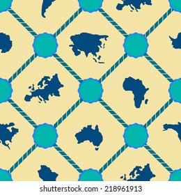 seamless background with continents and parts of the world