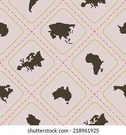 seamless background with continents and parts of the world
