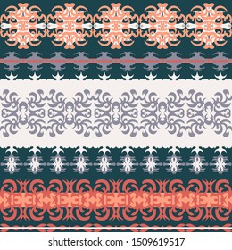 Seamless background with contrasting vintage patterned elements