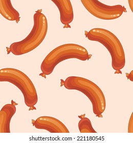 Seamless background with cooked sausages