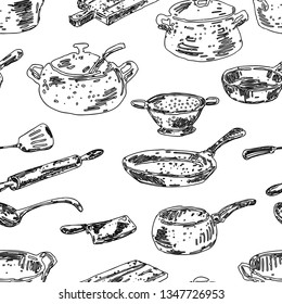 Seamless background of cooking utensils