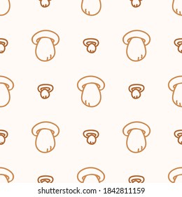 Seamless background coral mushroom gender neutral pattern. Whimsical minimal earthy 2 tone color. kids nursery wallpaper or boho cartoon fungi fashion all over print. 
