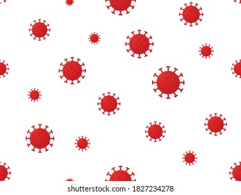 seamless background with corona motif virus covid-19 red icon in space